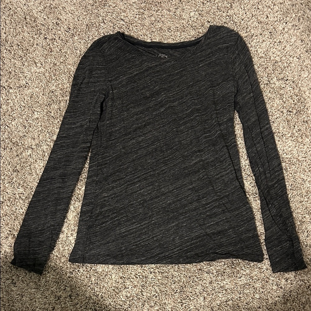LOFT Charcoal Long Sleeve Top